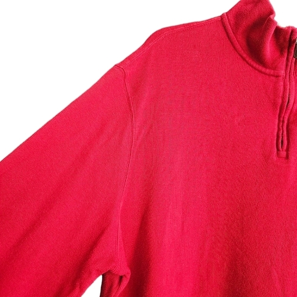 Polo Ralph Lauren Mens Red Estate Rib Quarter Zip Pullover Sweater Sz XL - Picture 4 of 14